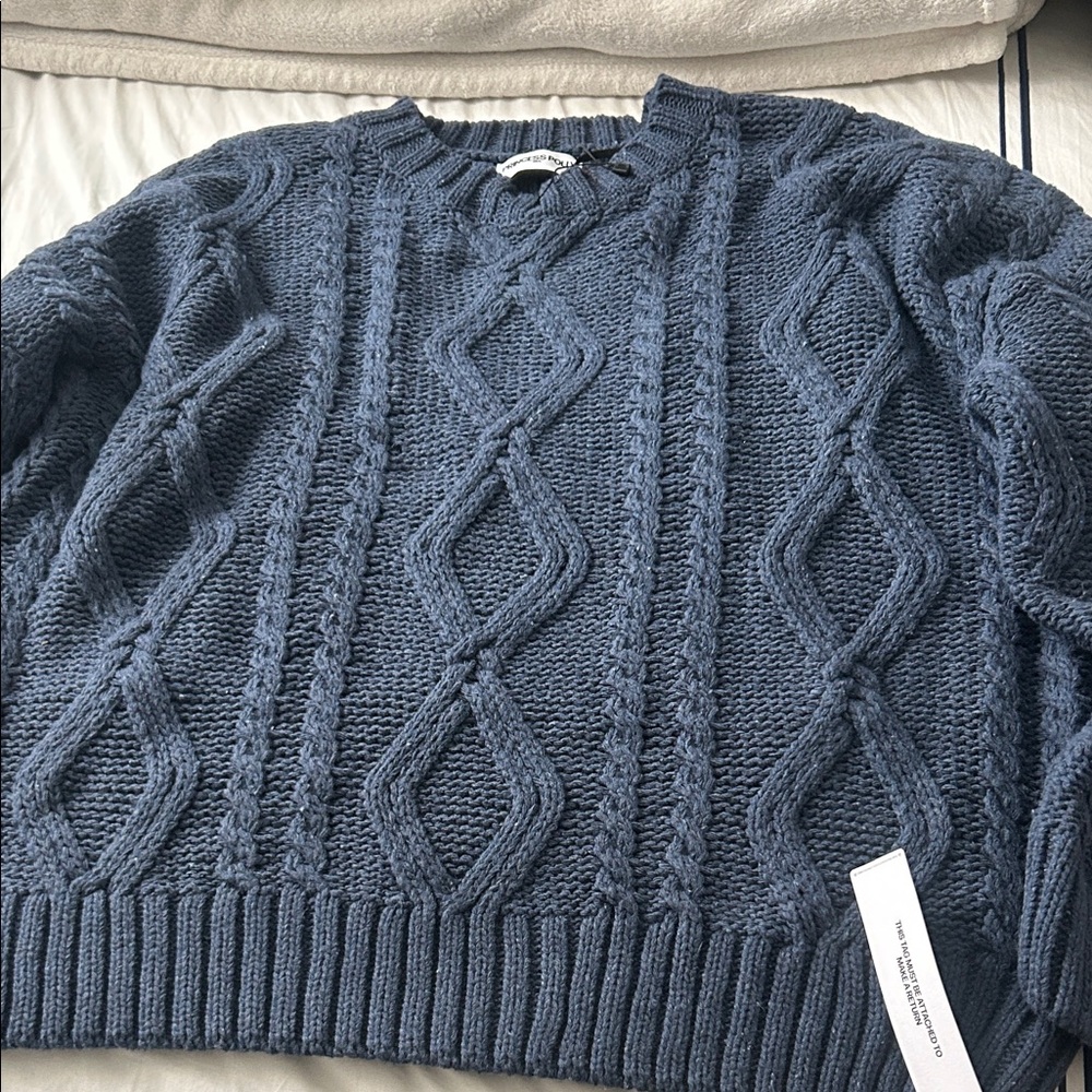 Blue Cable Knit Sweater